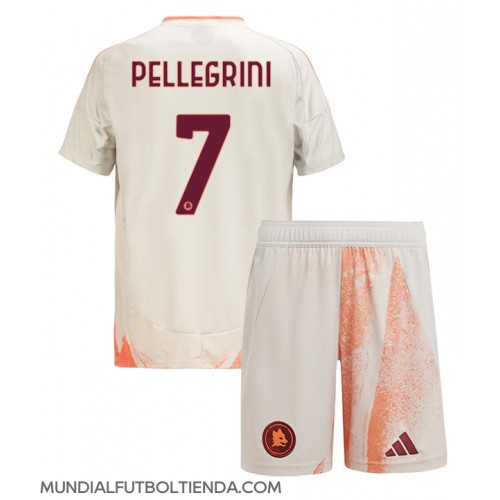 Camiseta AS Roma Lorenzo Pellegrini #7 Segunda Equipación Replica 2024-25 para niños mangas cortas (+ Pantalones cortos)